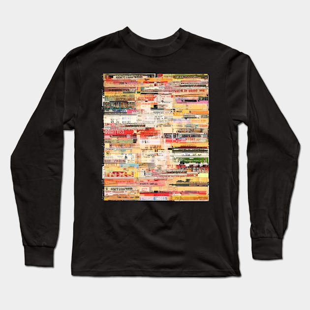 80s retro vintage music audio tapes mixed media collage art Long Sleeve T-Shirt by bulografik